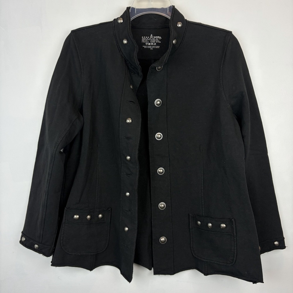 Neon Buddha Black Jacket Womens XL Button Up Layer Capsule Office Casual